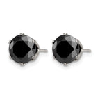 Chisel Stainless Steel Polished 8mm Black Round CZ Stud Post Earrings