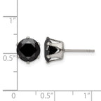 Chisel Stainless Steel Polished 8mm Black Round CZ Stud Post Earrings
