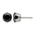 Chisel Stainless Steel Polished 8mm Black Round CZ Stud Post Earrings