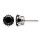 Chisel Stainless Steel Polished 8mm Black Round CZ Stud Post Earrings