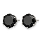 Chisel Stainless Steel Polished 9mm Black Round CZ Stud Post Earrings
