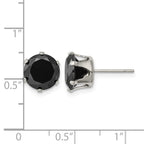 Chisel Stainless Steel Polished 9mm Black Round CZ Stud Post Earrings