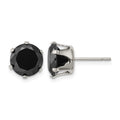 Chisel Stainless Steel Polished 9mm Black Round CZ Stud Post Earrings