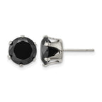 Chisel Stainless Steel Polished 9mm Black Round CZ Stud Post Earrings