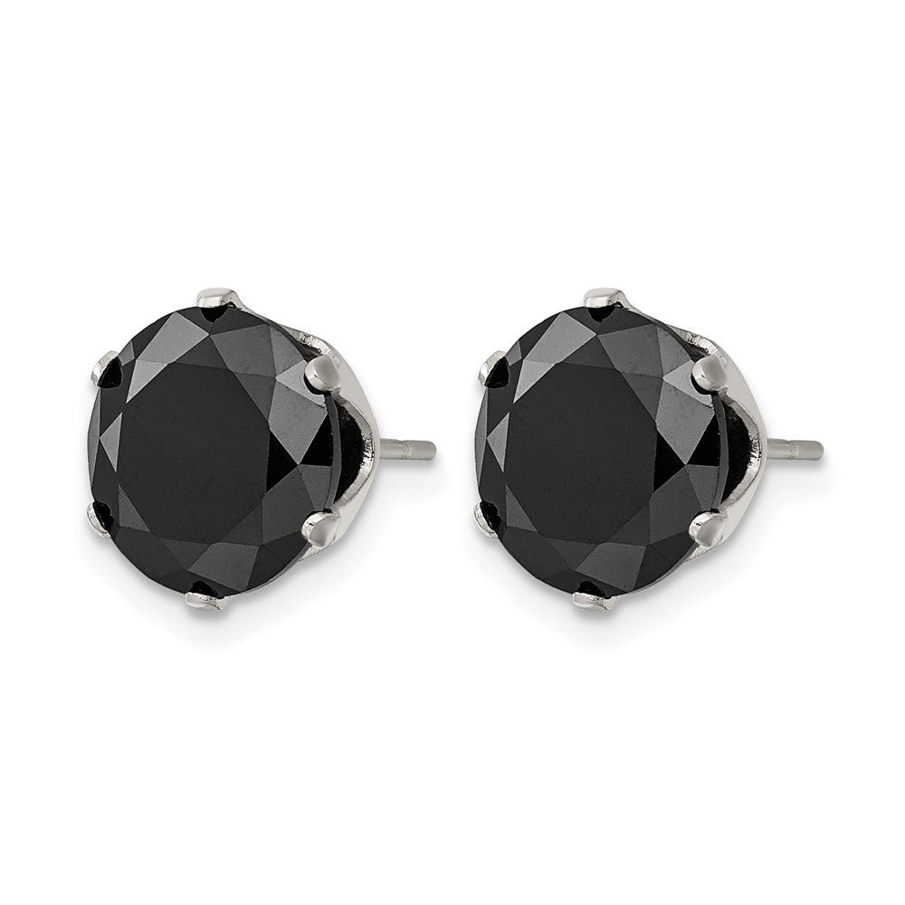Chisel Stainless Steel Polished 10mm Black Round CZ Stud Post Earrings