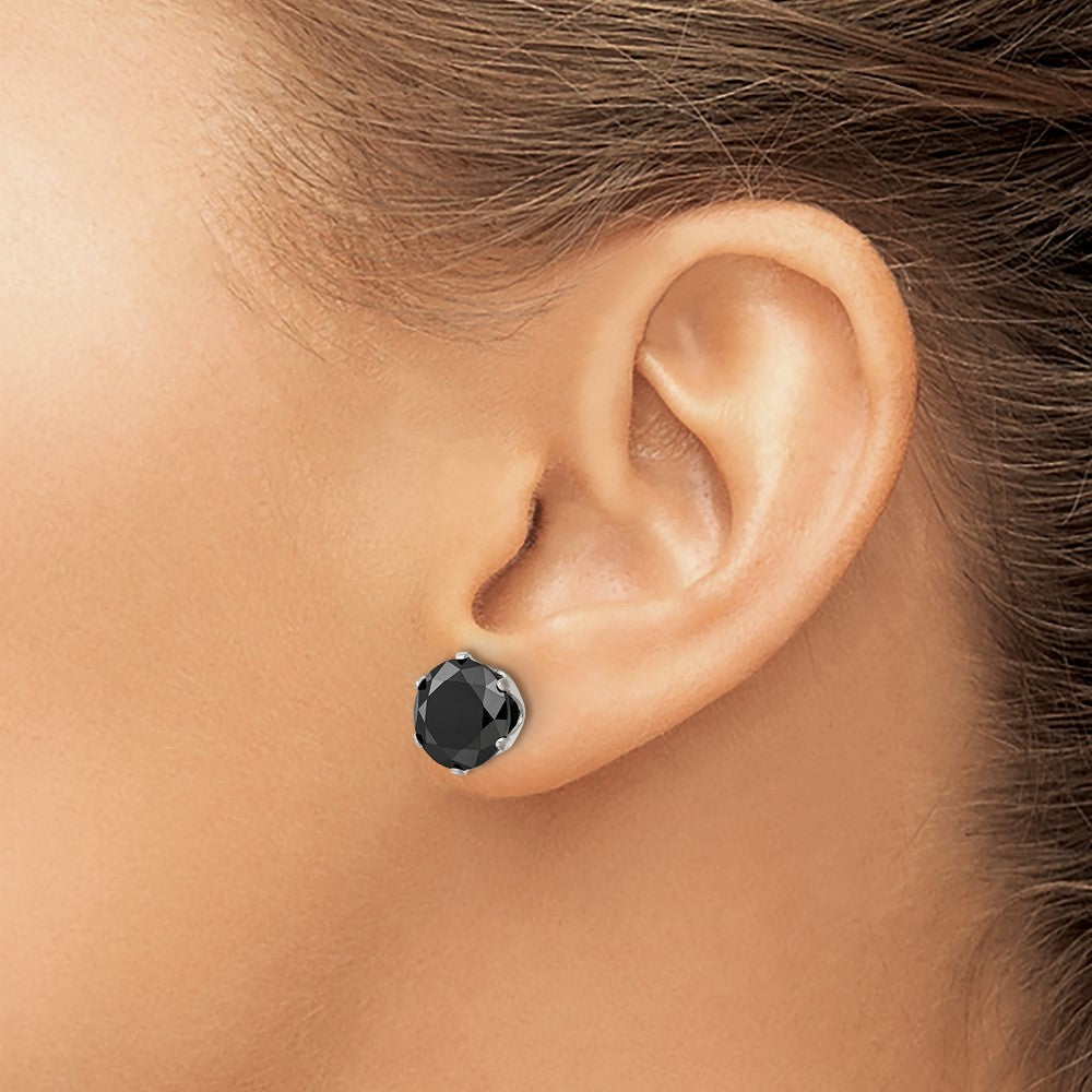 Chisel Stainless Steel Polished 10mm Black Round CZ Stud Post Earrings