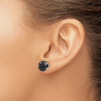 Chisel Stainless Steel Polished 10mm Black Round CZ Stud Post Earrings