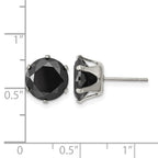 Chisel Stainless Steel Polished 10mm Black Round CZ Stud Post Earrings
