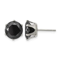 Chisel Stainless Steel Polished 10mm Black Round CZ Stud Post Earrings