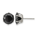 Chisel Stainless Steel Polished 10mm Black Round CZ Stud Post Earrings