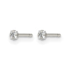 Chisel Stainless Steel Polished 2mm Square CZ Stud Post Earrings