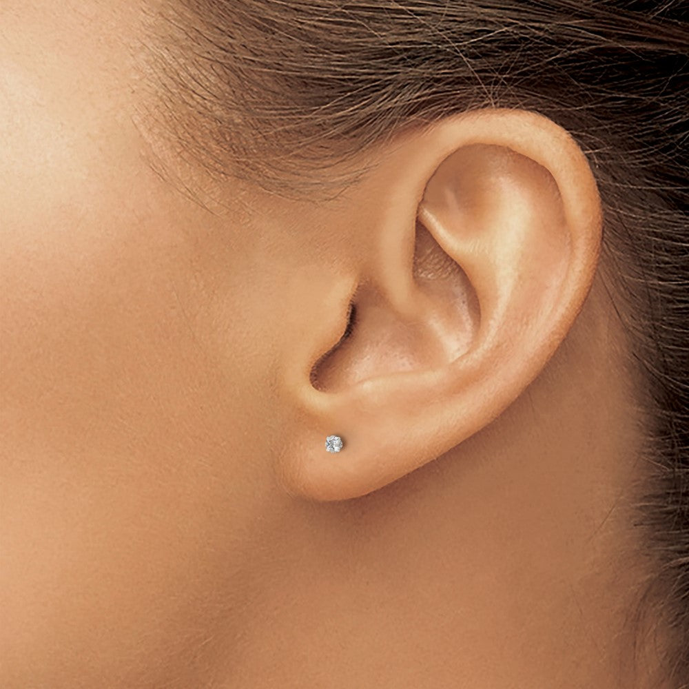 Chisel Stainless Steel Polished 2mm Square CZ Stud Post Earrings