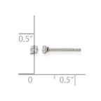 Chisel Stainless Steel Polished 2mm Square CZ Stud Post Earrings