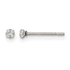 Chisel Stainless Steel Polished 2mm Square CZ Stud Post Earrings