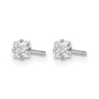 Chisel Stainless Steel Polished 3mm Square CZ Stud Post Earrings