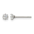 Chisel Stainless Steel Polished 3mm Square CZ Stud Post Earrings