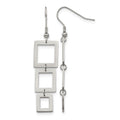 Chisel Stainless Steel Polished Squares Dangle Shepherd Hook Earrings