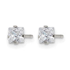 Chisel Stainless Steel Polished 4mm Square CZ Stud Post Earrings
