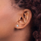 Chisel Stainless Steel Polished 4mm Square CZ Stud Post Earrings