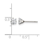 Chisel Stainless Steel Polished 4mm Square CZ Stud Post Earrings