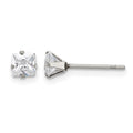 Chisel Stainless Steel Polished 4mm Square CZ Stud Post Earrings