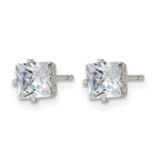 Chisel Stainless Steel Polished 5mm Square CZ Stud Post Earrings