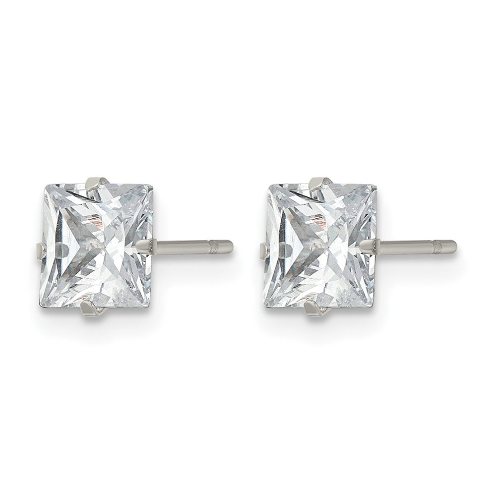 Chisel Stainless Steel Polished 6mm Square CZ Stud Post Earrings