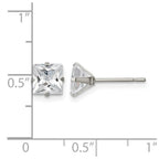 Chisel Stainless Steel Polished 6mm Square CZ Stud Post Earrings