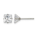 Chisel Stainless Steel Polished 6mm Square CZ Stud Post Earrings