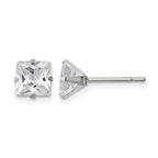 Chisel Stainless Steel Polished 6mm Square CZ Stud Post Earrings
