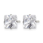 Chisel Stainless Steel Polished 7mm Square CZ Stud Post Earrings