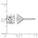 Chisel Stainless Steel Polished 7mm Square CZ Stud Post Earrings