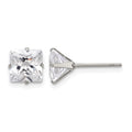 Chisel Stainless Steel Polished 7mm Square CZ Stud Post Earrings