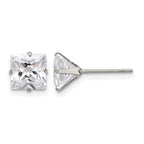Chisel Stainless Steel Polished 7mm Square CZ Stud Post Earrings