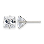 Chisel Stainless Steel Polished 8mm Square CZ Stud Post Earrings