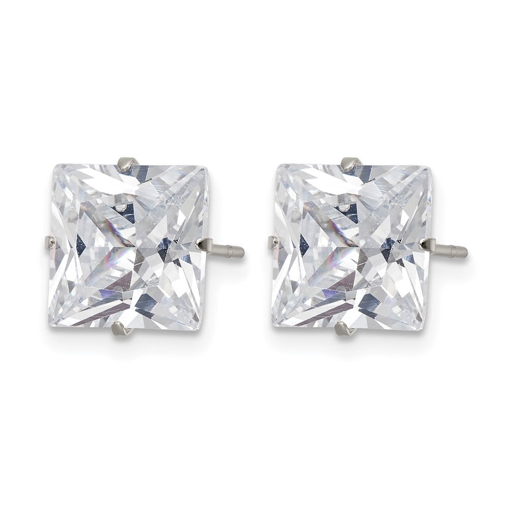Chisel Stainless Steel Polished 9mm Square CZ Stud Post Earrings