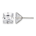Chisel Stainless Steel Polished 9mm Square CZ Stud Post Earrings