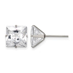 Chisel Stainless Steel Polished 9mm Square CZ Stud Post Earrings