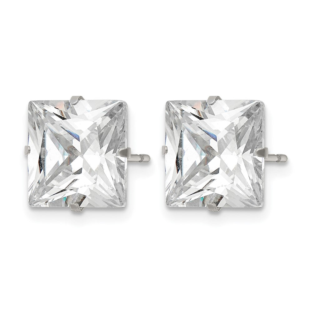 Chisel Stainless Steel Polished 10mm Square CZ Stud Post Earrings