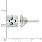 Chisel Stainless Steel Polished 10mm Square CZ Stud Post Earrings