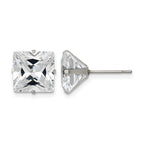 Chisel Stainless Steel Polished 10mm Square CZ Stud Post Earrings
