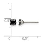Chisel Stainless Steel Polished 4mm Black Square CZ Stud Post Earrings