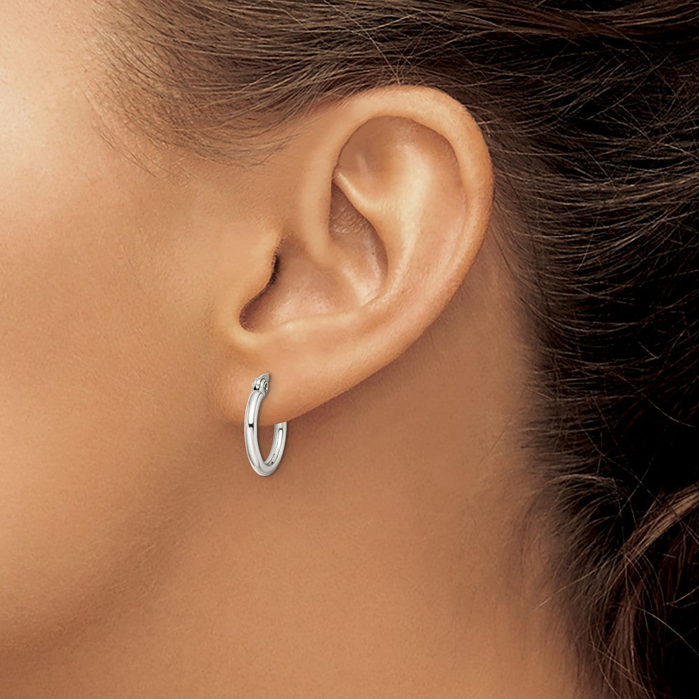 Chisel Stainless Steel Polished 15.5mm Diameter 2mm Hoop Earrings