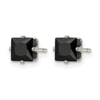 Chisel Stainless Steel Polished 5mm Black Square CZ Stud Post Earrings