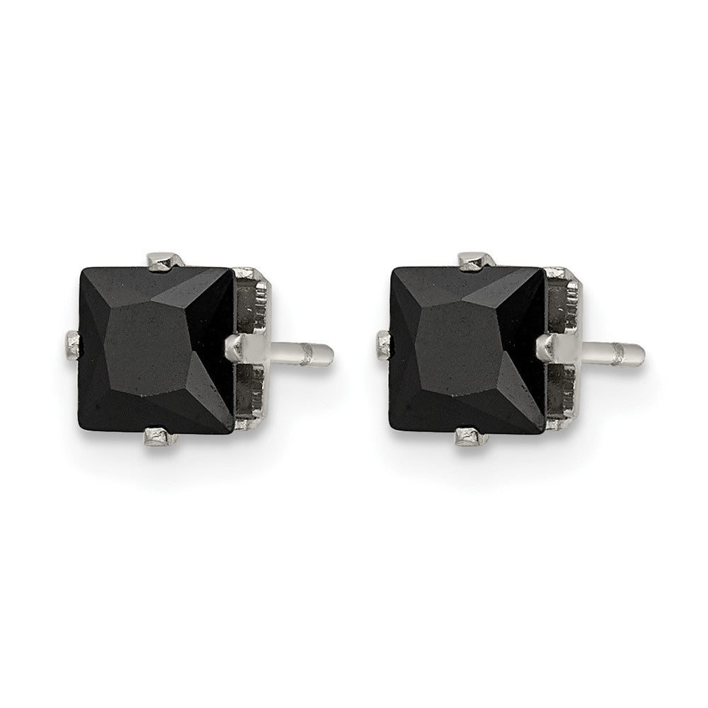 Chisel Stainless Steel Polished 5mm Black Square CZ Stud Post Earrings