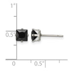 Chisel Stainless Steel Polished 5mm Black Square CZ Stud Post Earrings