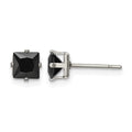 Chisel Stainless Steel Polished 5mm Black Square CZ Stud Post Earrings