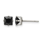 Chisel Stainless Steel Polished 5mm Black Square CZ Stud Post Earrings