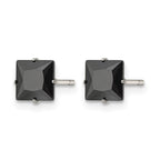 Chisel Stainless Steel Polished 6mm Black Square CZ Stud Post Earrings