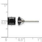 Chisel Stainless Steel Polished 6mm Black Square CZ Stud Post Earrings